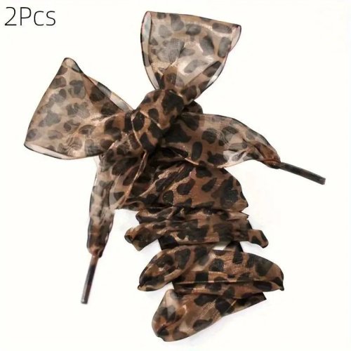 Conjunto 2 atacadores com padrão leopardo para sapatos casuais e de caminhada femininos