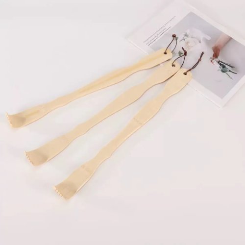 3個セット 竹製ロング背中かき（ハンドル46.5cm）天然マッサージツール、男女兼用ギフト