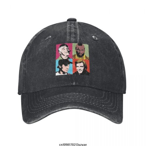 Boné de beisebol unissexo A-Warhol Team em algodão denim, ajustável, clássico