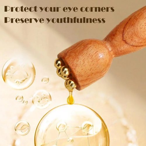 Herramienta Gua Sha en forma de cápsula de loto – latón y palisandro para acupresión facial y relajación de meridianos