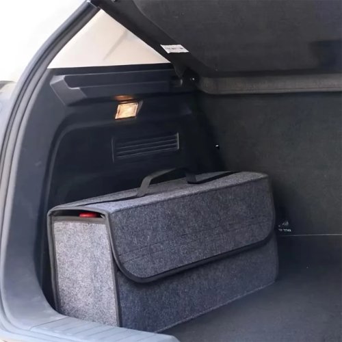Große verstärkte Filz-Aufbewahrungsbox fürs Auto – dunkelgrau, weiches Material