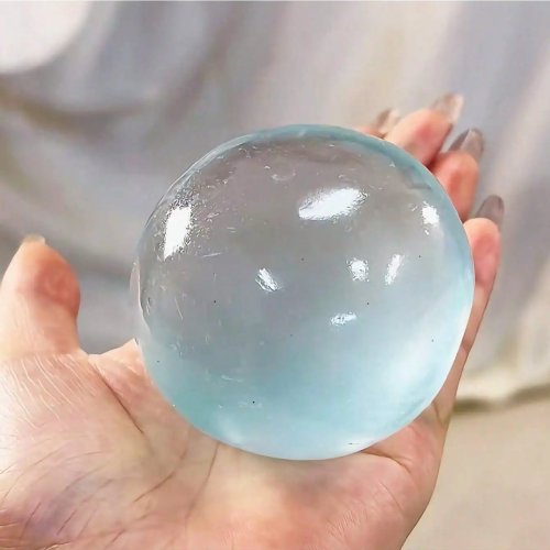 Bola antiestrés artesanal de aceite de coco, muy maleable, rebote lento (azul o rosa)