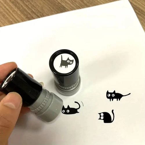 Stempel kucing hitam kartun lucu - 1 pcs, 4 model. Stempel kecil untuk scrapbooking, buku harian & dekorasi DIY