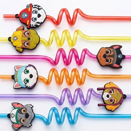 Conjunto de palhinhas reutilizáveis Paw Patrol para crianças - plástico alimentar, ecológicas, ideal para festas de aniversário e escola