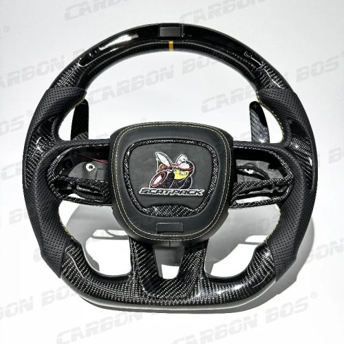 Volant sur mesure en fibre de carbone pour Dodge Challenger / Charger / Durango — compatible SRT, Hellcat, Scat Pack, Super Bee
