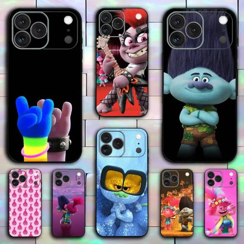 Ốp lưng silicon mềm Poppy (Trolls) cho iPhone 17/16/15/14/13/12/11/XS/X/XR/Pro/Max/Plus/Mini — Đen, chống sốc (TPU)