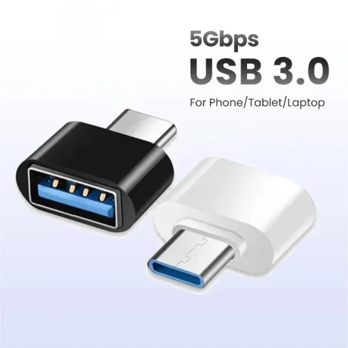 محول USB‑C إلى USB‑A 3.0 OTG (موصل Type‑C ذكر → USB‑A أنثى) متوافق مع MacBook و iPad والهواتف Android