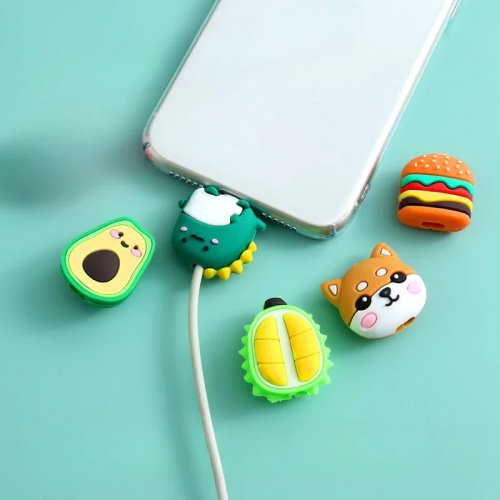 Enrollador mini con diseño de animalito - protector de cable USB de silicona