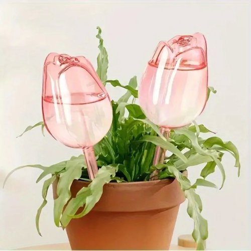 Boule d'arrosage tulipe rose — arrosage automatique pour plantes d'intérieur et d'extérieur