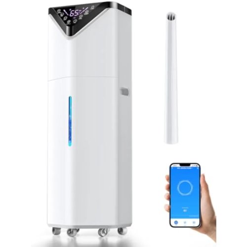19L (5 Gal) staande luchtbevochtiger voor slaapkamer en grote ruimtes tot ca. 260 m², stil, witte ABS-behuizing, 3 nevelstanden