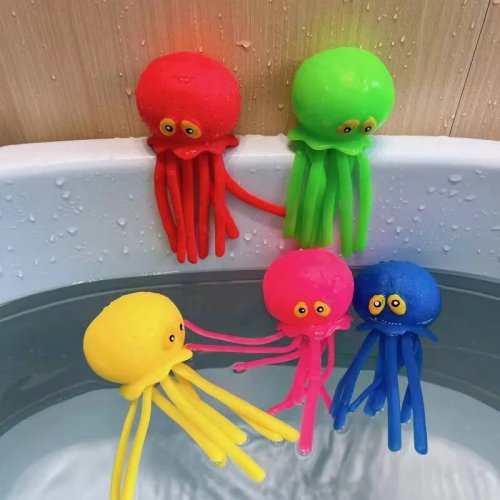 Polpo spremibile giocattolo d'acqua per bambini – Gioco da bagno/doccia che spruzza acqua, anti-stress, regalo estate