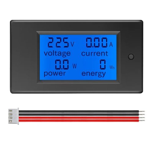 Đồng hồ đo công suất số Peacefair PZEM-021-VH LCD, 1 pha 80–260V 10A 4-trong-1 (V/A/W/Wh)