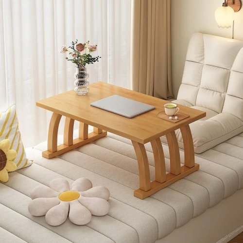 Meja Rendah Lipat Kayu Solid — Meja Tatami/Kang untuk Jendela Bay, Samping Tempat Tidur, Meja Teh/Kopi atau Belajar