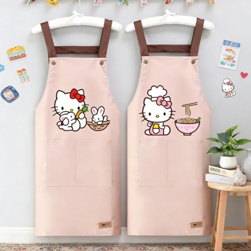 Tablier Hello Kitty femme - kawaii/anime, sans manches, imperméable et résistant aux graisses, pour cuisine/pâtisserie/café, idée cadeau