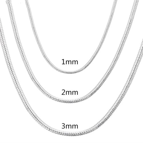 Łańcuszek typu «snake» w kolorze srebrnym 45–60 cm, grubość 1/2/3 mm – masywny unisex do zawieszki