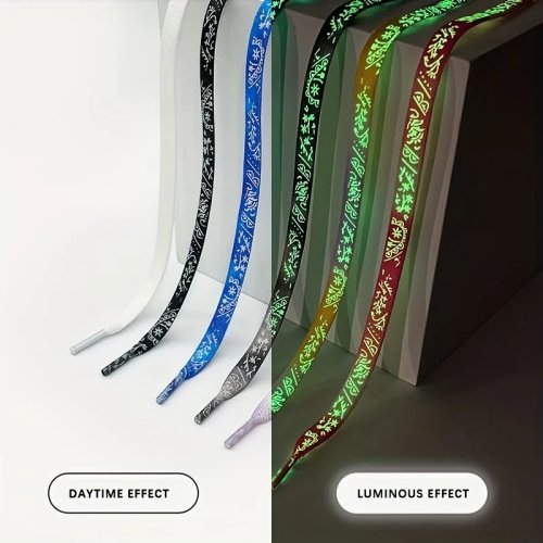 Atacadores luminosos com padrão splash, mudança gradual de cor, 1 par — para ténis streetwear