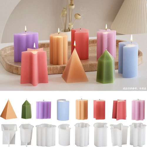 Moldes de silicona 3D (estrella de mar, luna, pirámide, nube, flor) para hacer velas aromáticas, jabón, resina, yeso y cera – manualidades