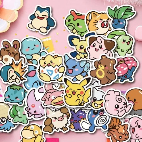 50枚セット かわいい ポケモン（ピカチュウ）ステッカー — ノートパソコン・スーツケース・スケボー・スマホ用 デコシール 子供向けギフト
