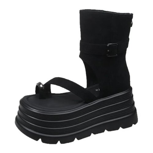 Босоножки на танкетке 8 см — открытый носок (peep‑toe), платформа, слипоны, дышащие