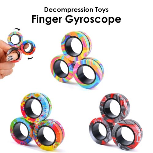 Set 3 Anillos Magnéticos Antiestrés – Anillos Spinner magnéticos para adultos, adolescentes y niños, juego fidget ideal como regalo