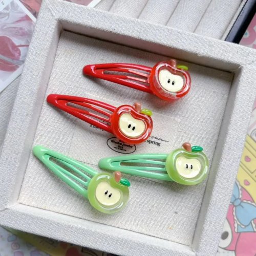 Bộ 4 kẹp tóc hình táo dễ thương cho bé gái – kẹp side (BB), phụ kiện tóc nhỏ gọn