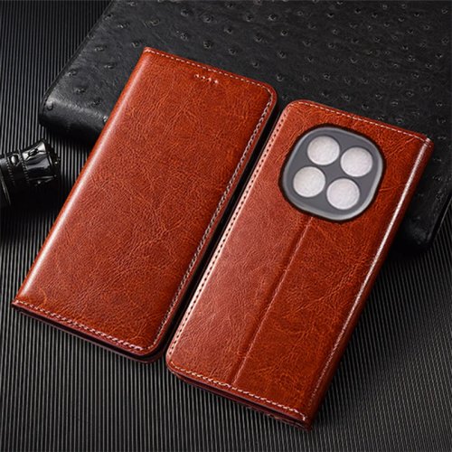 Etui typu książka z prawdziwej skóry Crazy Horse do Redmi Note 12/12S/13/14/14S/15 Pro/Plus/Turbo (4G/5G) - kieszeń na karty, odporne na zarysowania