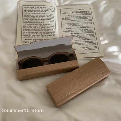 Étui rigide pour lunettes en simili cuir PU effet bois – unisexe pour lunettes de vue et de soleil, idée cadeau