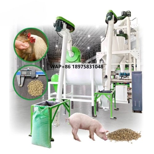 Linha de produção de ração para frango 1-2 t/h — Planta completa de pellets para aves