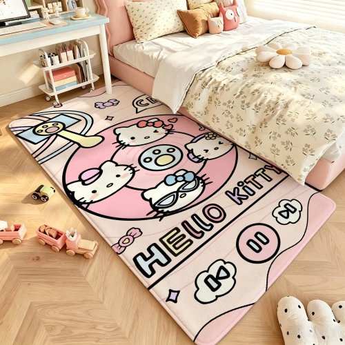 Hello Kitty kawaii rosa Teppich, rutschfest – Türmatte/Teppich fürs Wohnzimmer, Schlafzimmer & Küche, für Kinder, Geburtstagsgeschenk