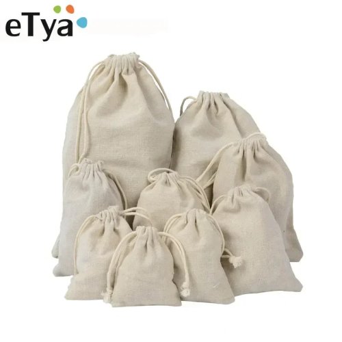 Sac à cordon en coton fait main – Organisateur de voyage/pour le packing, sac réutilisable pour courses et pochette de rangement pour bagages
