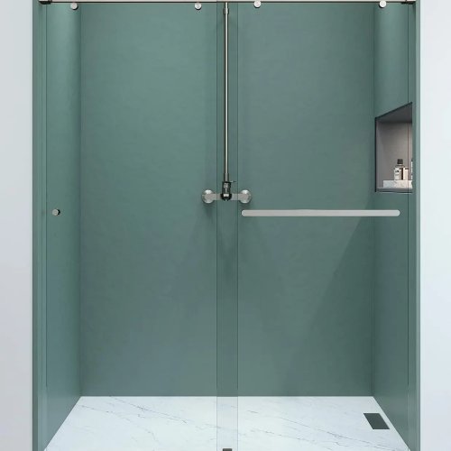 Cửa tắm không khung Twinglide ANZA-200, Rộng 142–150 x Cao 193 cm, kính cường lực trong 8 mm, hoàn thiện niken xước