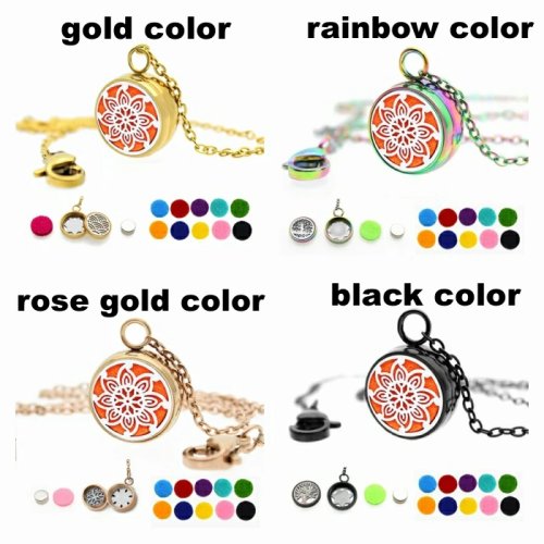 Aromatherapie-Locket 12 mm mit Kette – Edelstahl, magnetischer Verschluss, Diffuser-Anhänger für ätherische Öle, DIY-Parfum, Geschenk für Damen