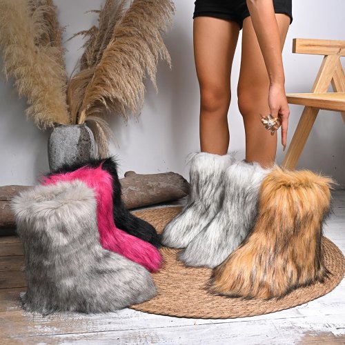 Botas de invierno para mujer 2025 con plataforma y cordones, forro de piel sintética