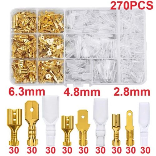 Kit 270 terminali Faston isolati maschio/femmina 2,8/4,8/6,3 mm