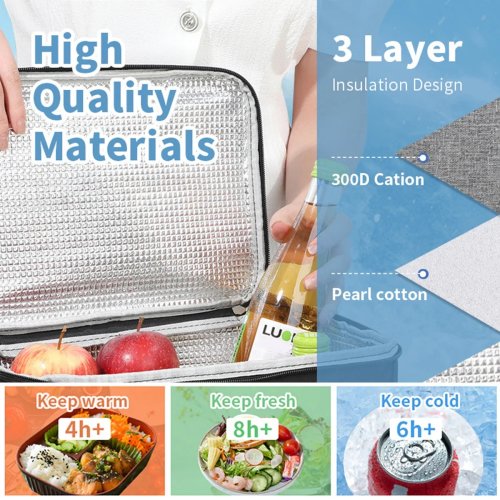 Bolsa térmica para el almuerzo con bandolera — acolchada e impermeable, para estudiantes