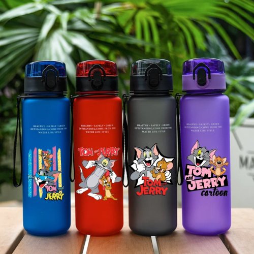 Bình nước Tom and Jerry 650ml — Bình thể thao in hình hoạt hình, tiện mang theo, quà tặng cho trẻ em và người lớn