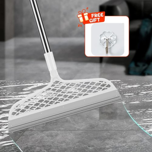 Balai grattoir en silicone — Mop/wiper pour sols et vitres, manche télescopique, idéal pour salle de bains et hauteurs