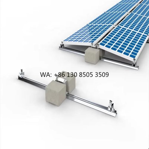 Solar panel flat-roof mounting system — aluminum & stainless steel ballast brackets, East-West layout, wind resistance up to 60 m/s