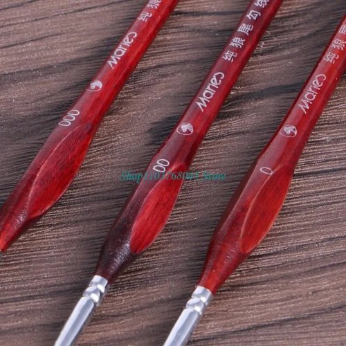 Pinceau de détail miniature en poil de loup, tailles 0/00/000 – pour finitions professionnelles