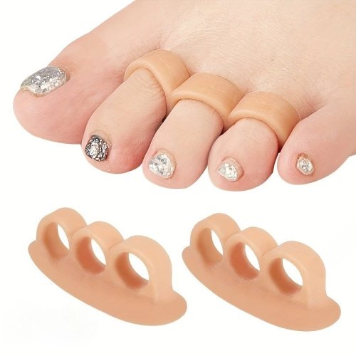 4pcs Breathable Silicone Toe Separators — Anti‑Friction Toe Pads & Comfortable Toe Spreaders, Protectors for Big Toe