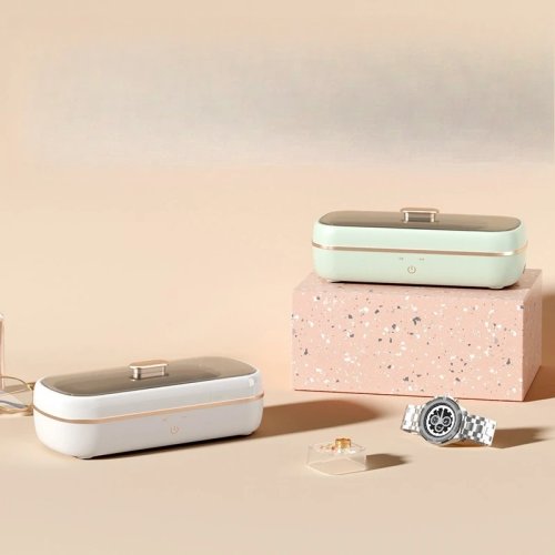 Portable Ultrasonic Cleaner for Jewelry, Glasses, Makeup Brushes & Dentures with Blue Light Sterilization