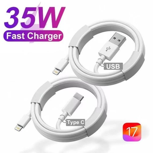 شاحن PD بقوة 35 واط USB-C سريع مع كابل بيانات، متوافق مع iPhone 15/14/13/12/11/XS/XR/Pro/Max/Mini/Plus