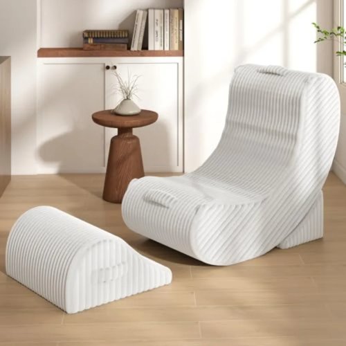 Silla de piso 3 en 1 ajustable Zero Gravity, sillón extra grande de pana sin estructura para adultos con espuma viscoelástica y funda desmontable lavable
