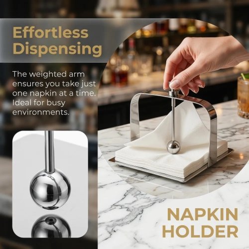 Stainless Steel Paper Towel Holder — Square Base, Freestanding Napkin & Kitchen Roll Holder, Modern Minimalist