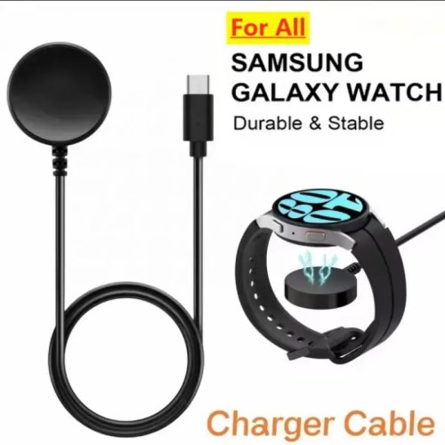 Portable magnetic wireless charging dock with USB cable for Samsung Galaxy Watch (8/7/6/5 Pro/5/4/3/Active2) — fast USB charging
