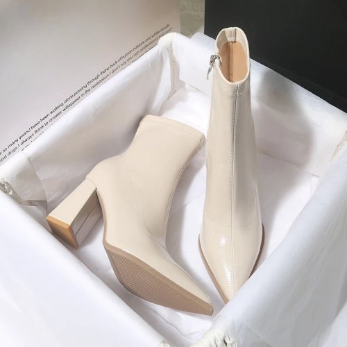 Botines de mujer con tacón — piel/PU impermeable, punta afilada, cortos para otoño/invierno, estilo gótico