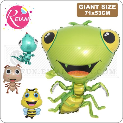 Globos metálicos con forma de animales — Avispa, gecko, mantis, hormiga | Decoración para fiesta infantil y baby shower