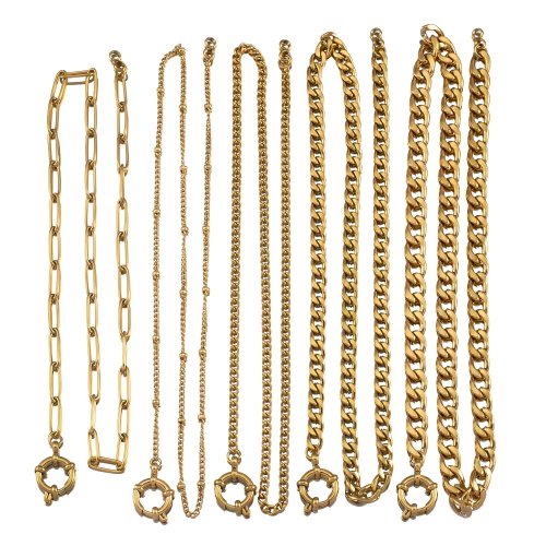 45cm Stainless Steel Link Chain Necklace/Bracelet with Anchor Clasp & Ship-Wheel Beads — Unisex