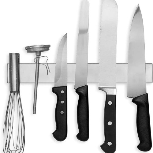 Barre magnétique pour couteaux 30 cm (12") en acier inoxydable — Support multi-usage pour couteaux, ustensiles, outils et fournitures d'art