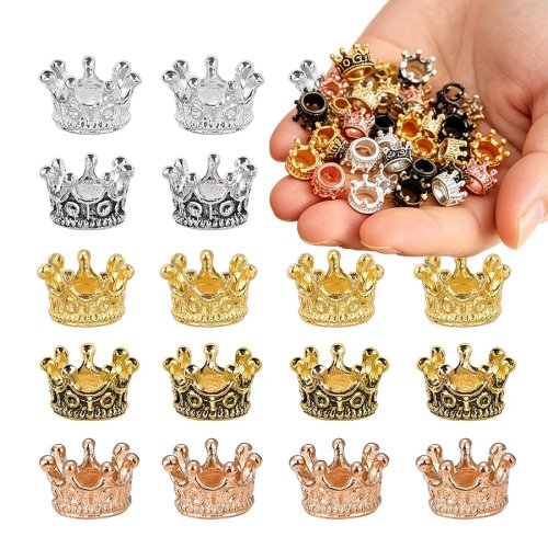 20 pz Distanziatori a corona in lega metallica - mini ciondoli per creazione gioielli, ideali per bracciali, collane e orecchini
